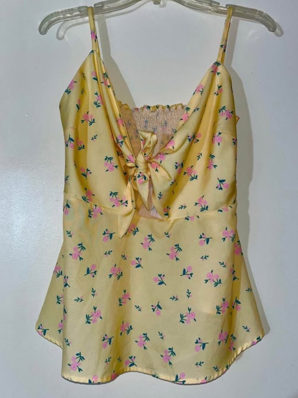Yellow Camisole-style Floral Summer Top, Size 8/10